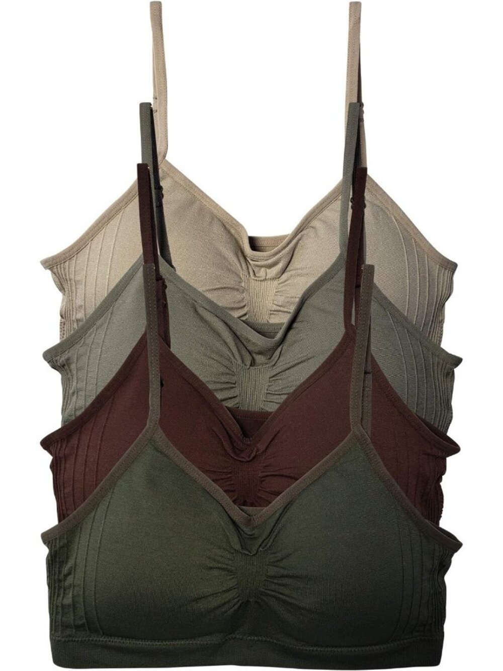 Comfortable Women's Wireless Cami Bras - 4 Pack Nylon Spandex with Removable